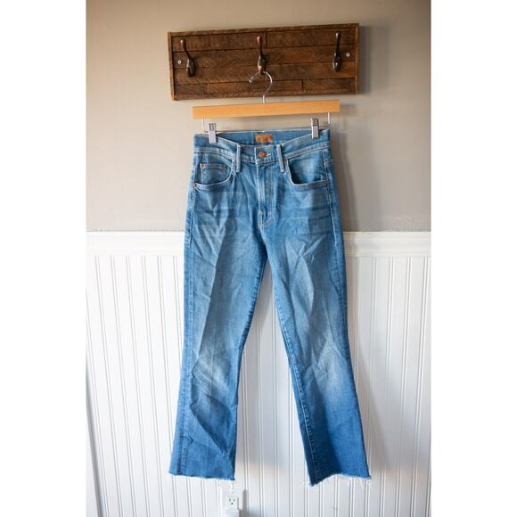 MOTHER The Insider High Rise Ankle Fray Hem Bootcut Jeans in Eager Beaver 25 - Picture 2 of 5